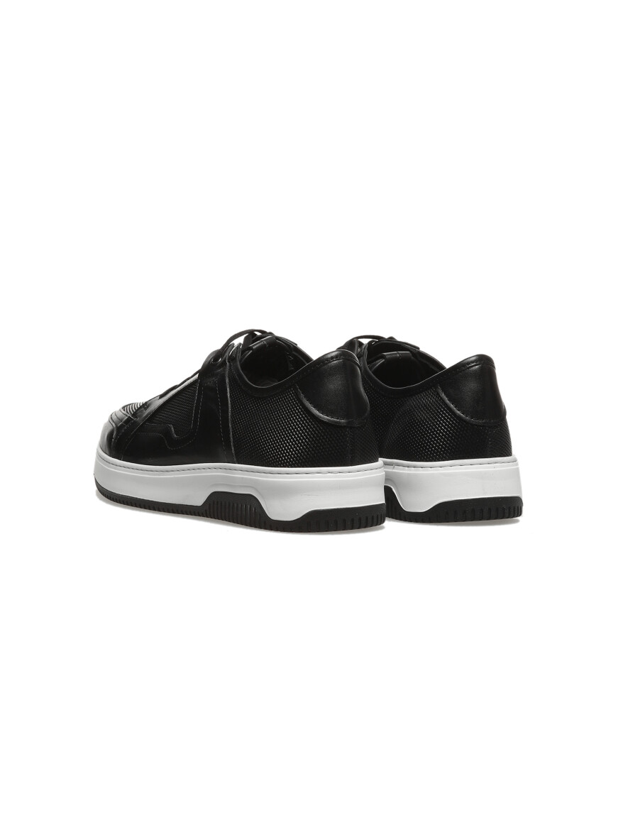Black Leather Sneaker - 4