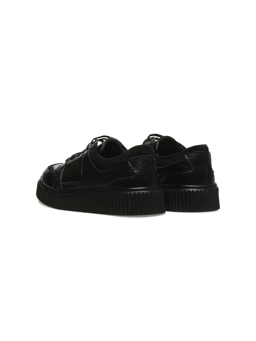 Black Leather Sneaker - 4