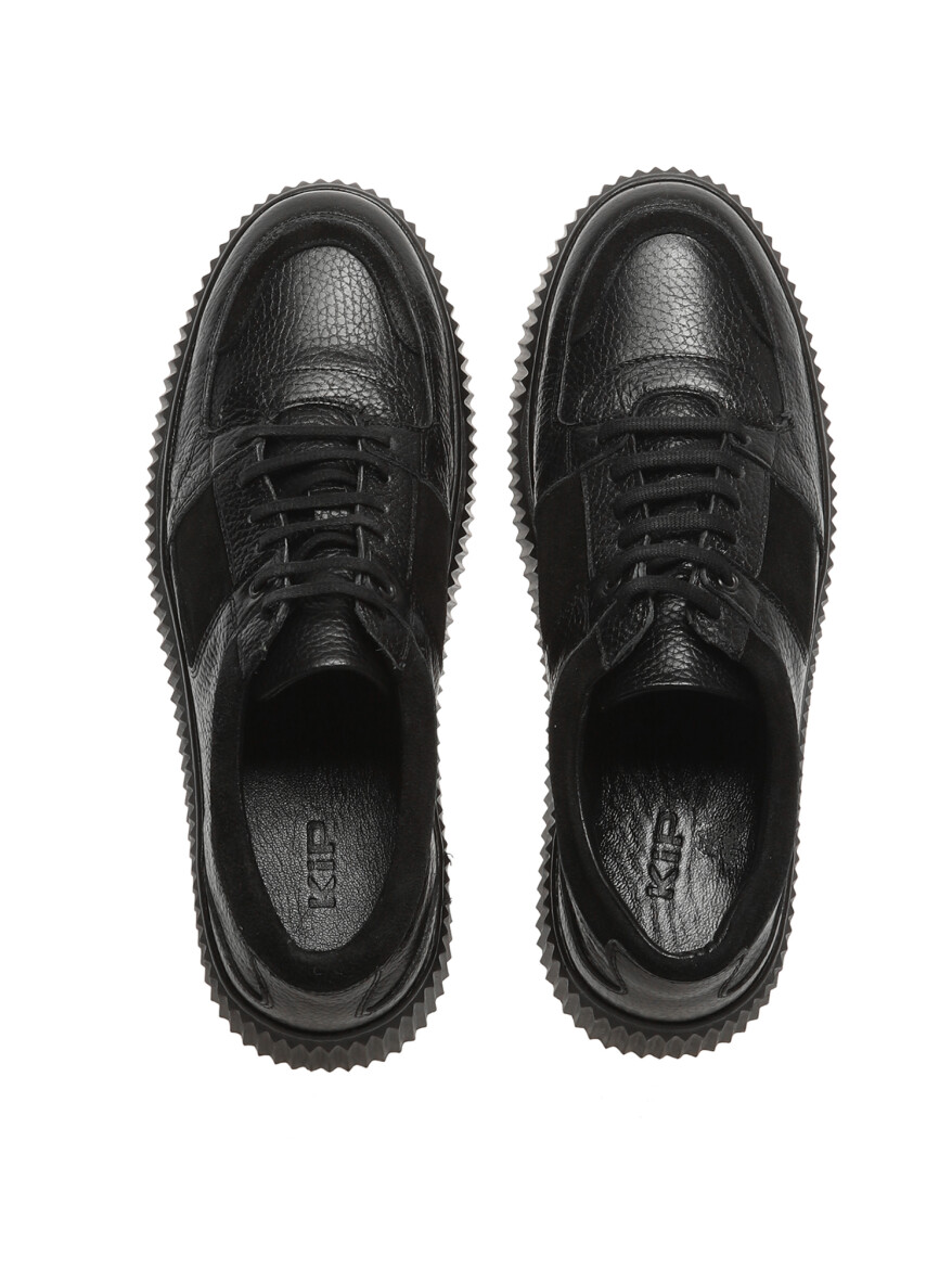 Black Leather Sneaker - 5