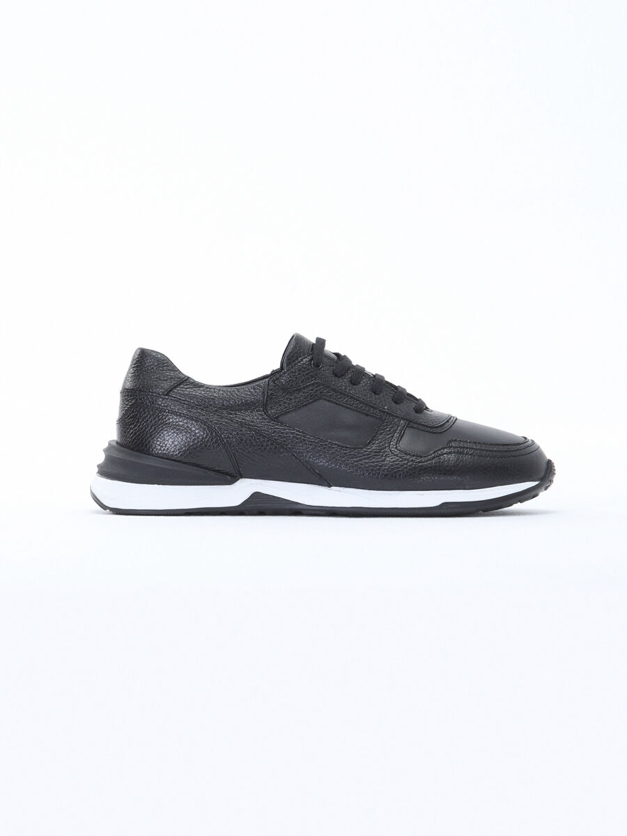 Black Leather Sneaker - 1
