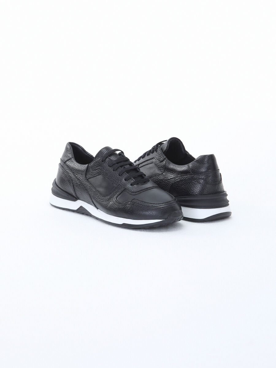 Black Leather Sneaker - 3