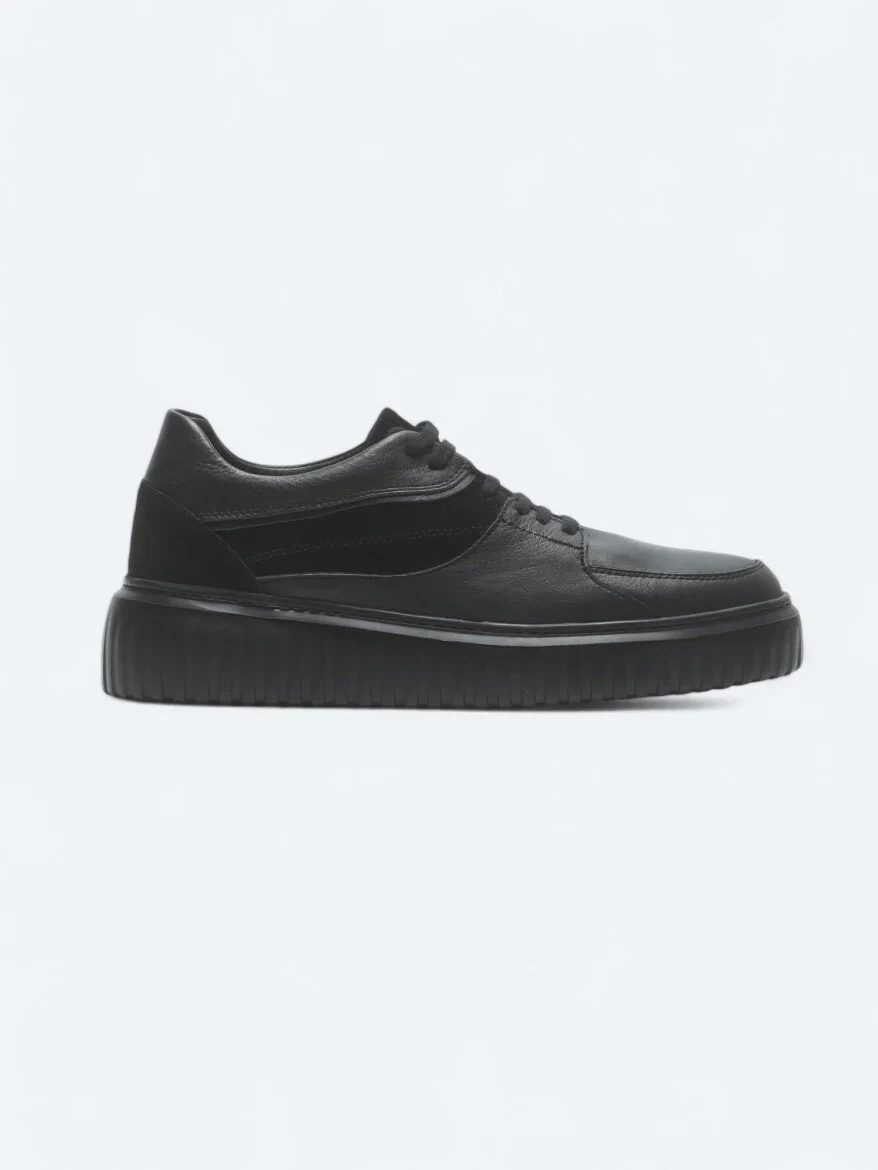 Black Leather Sneaker - 1