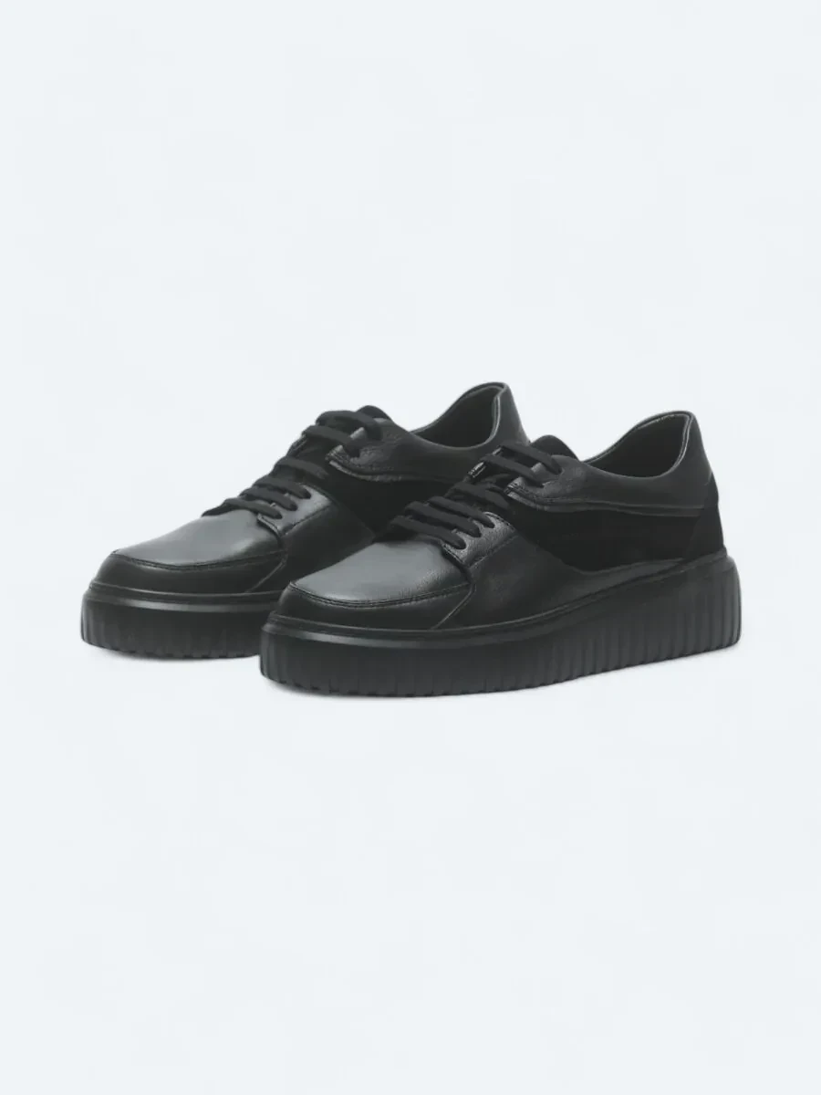 Black Leather Sneaker - 2