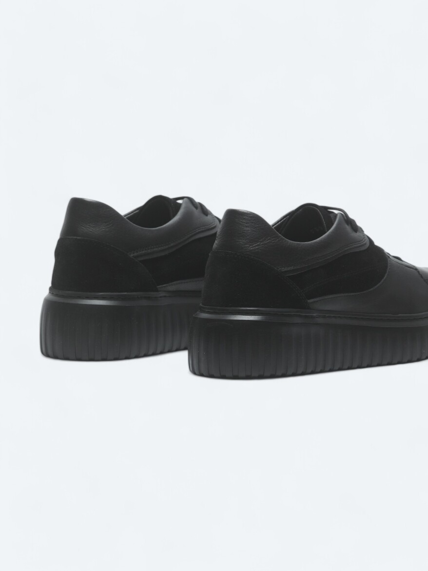 Black Leather Sneaker - 5