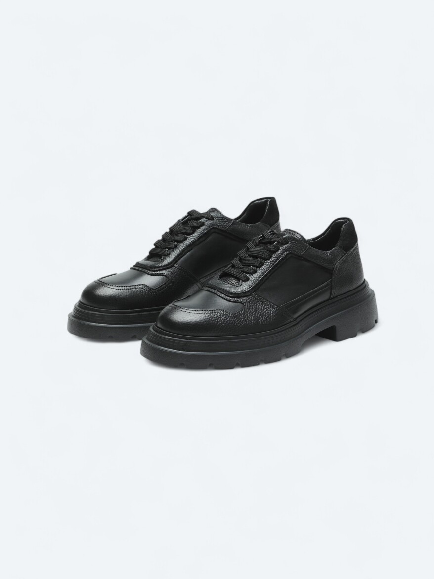 Black Leather Sneaker - 2