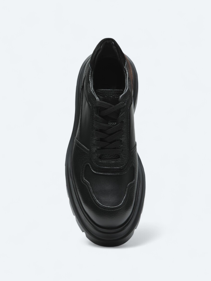 Black Leather Sneaker - 3
