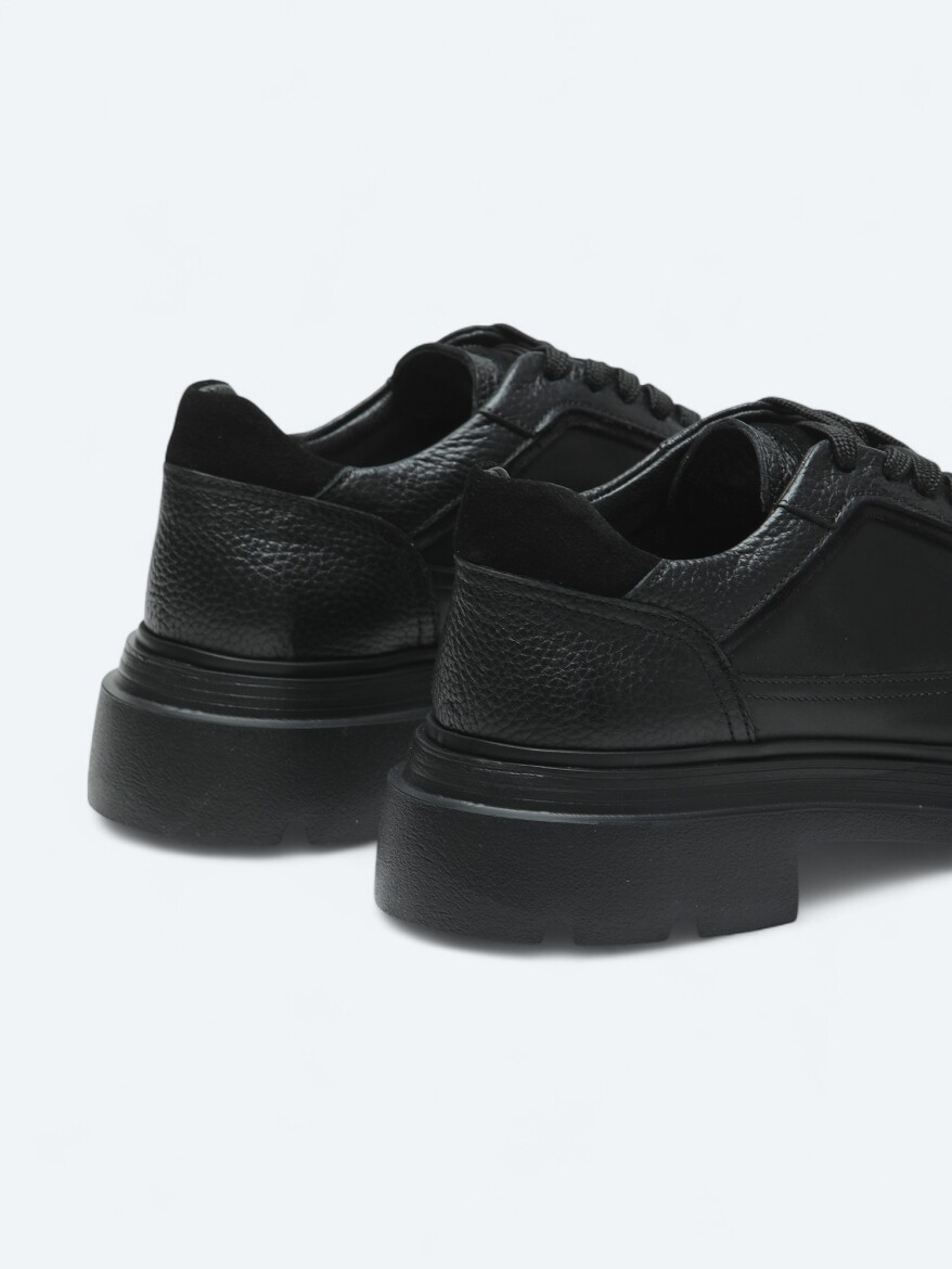 Black Leather Sneaker - 5