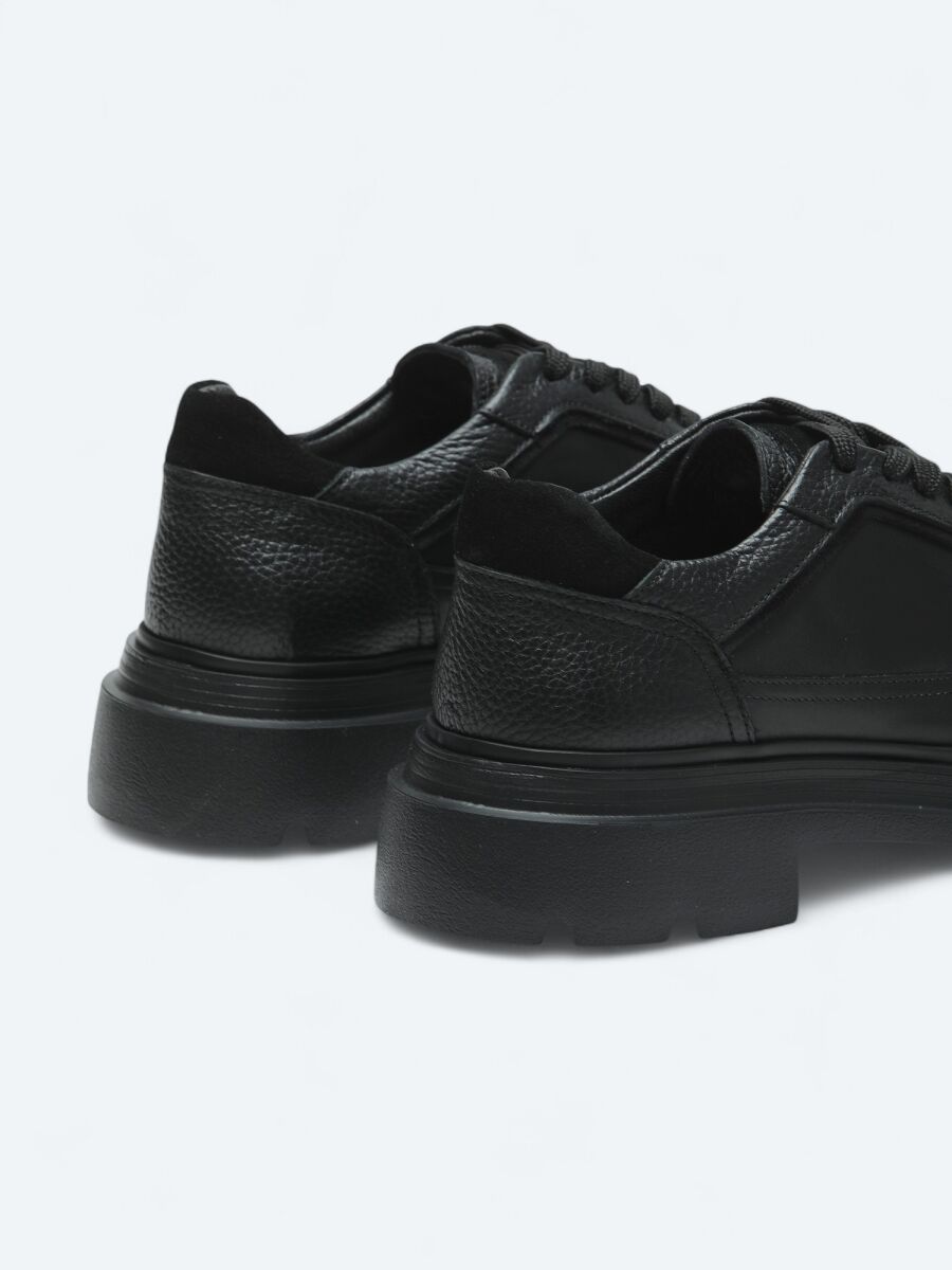 Black Leather Sneaker - 5