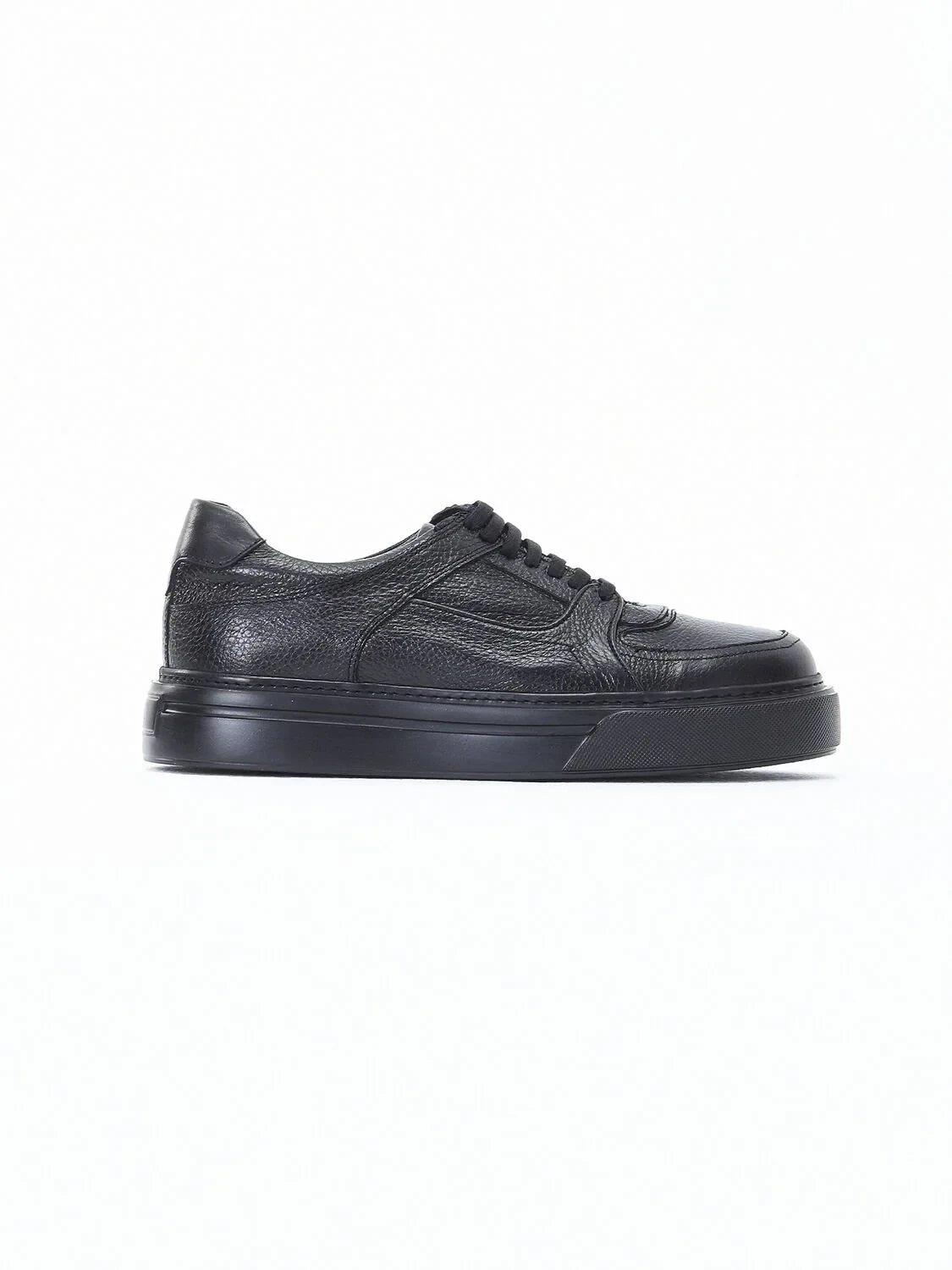 Black Leather Sport Sneaker - 1