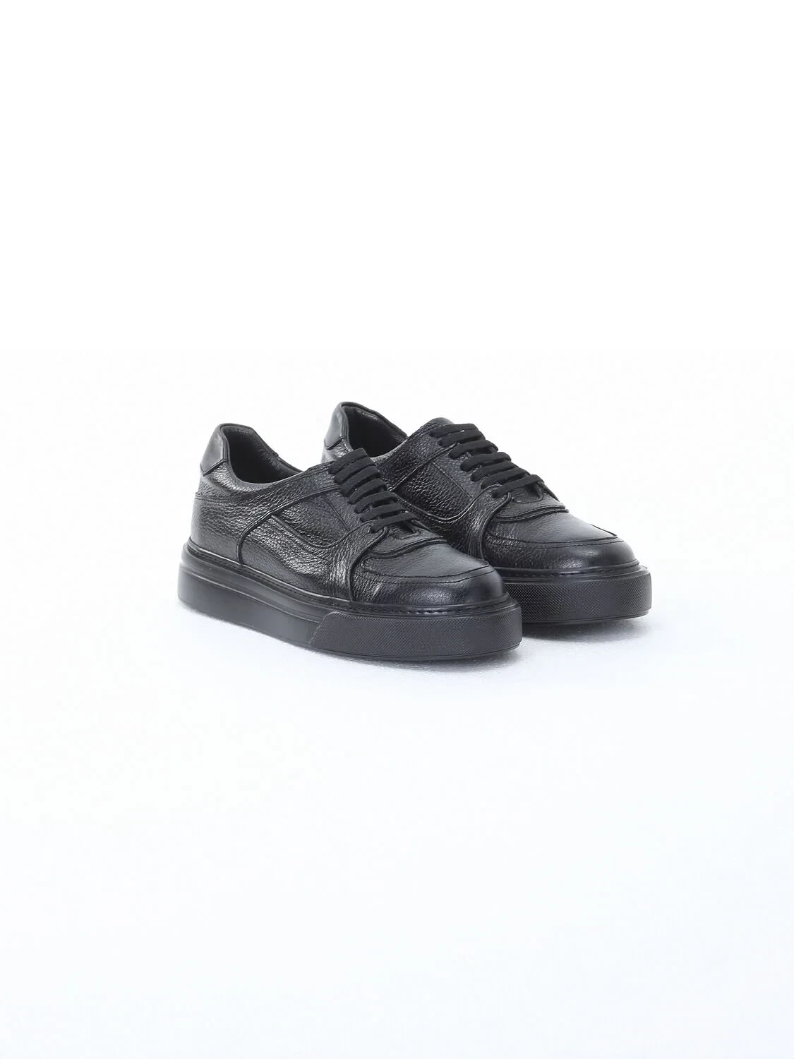 Black Leather Sport Sneaker - 2