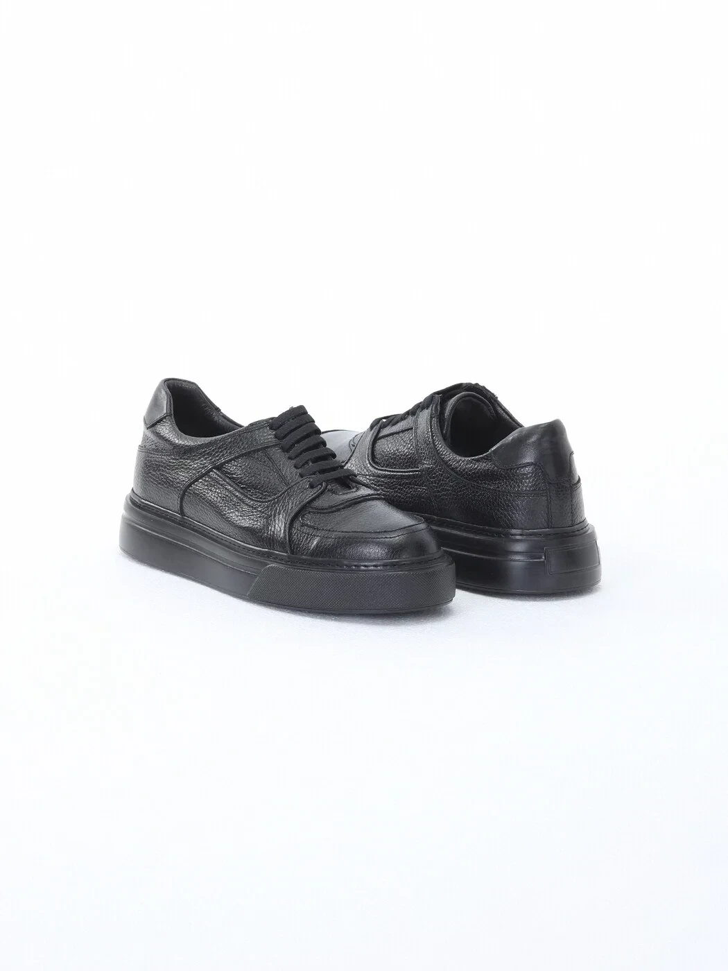 Black Leather Sport Sneaker - 3