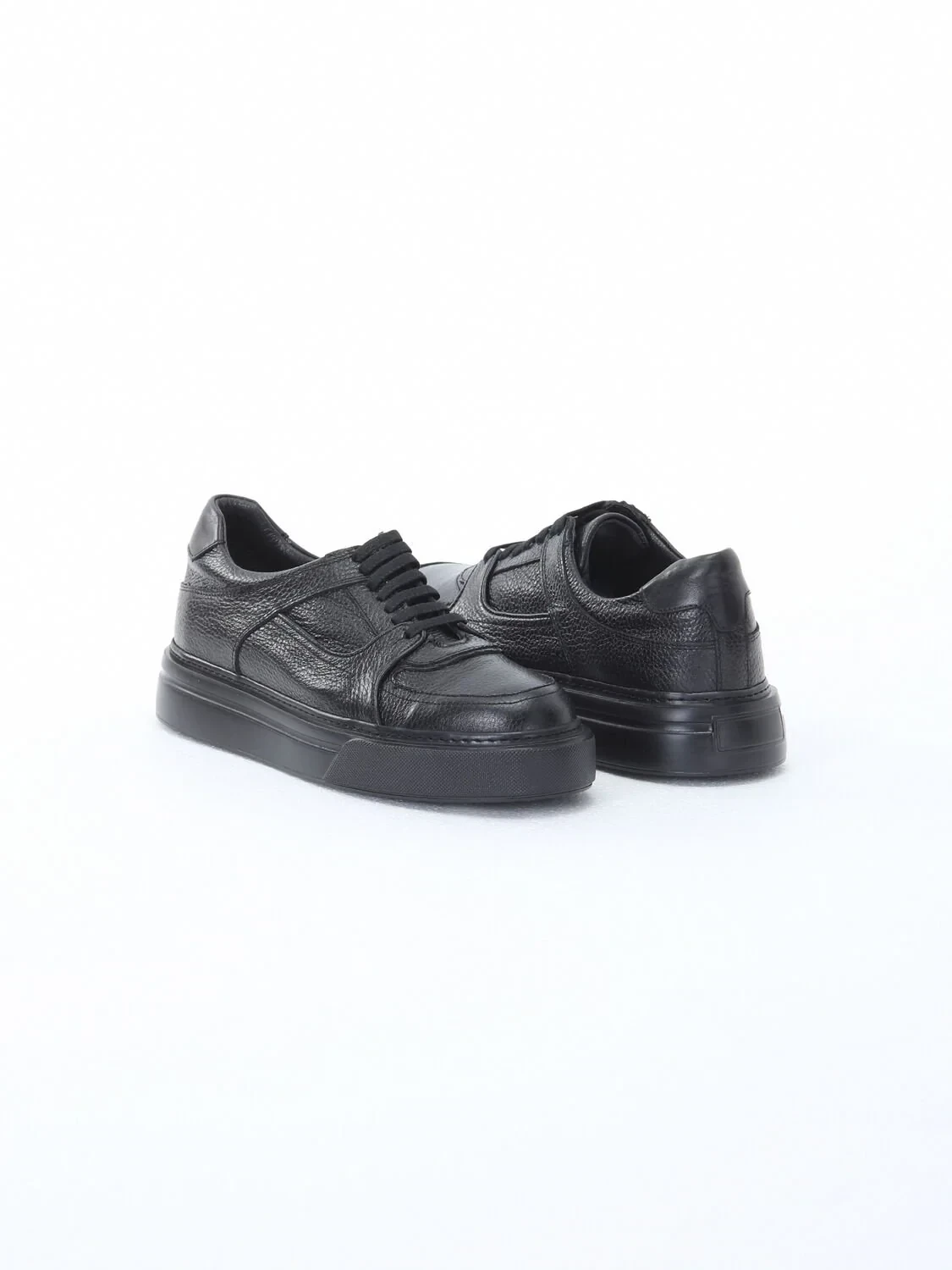 Black Leather Sport Sneaker - 3