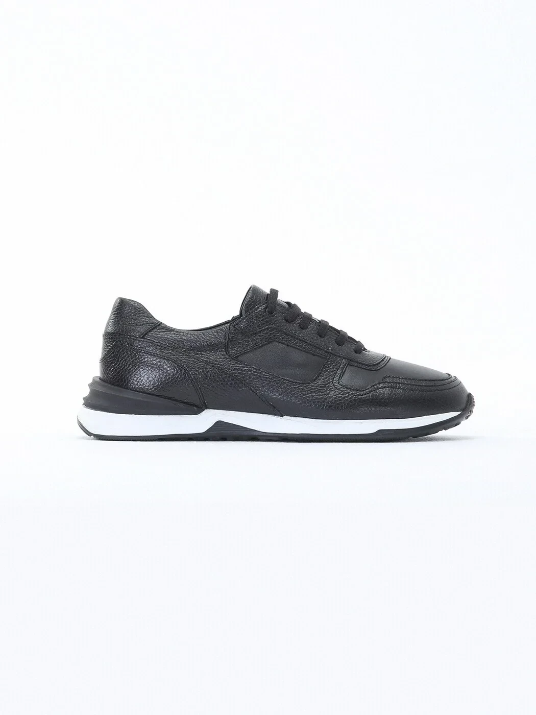 Black Leather Sport Sneaker - 1