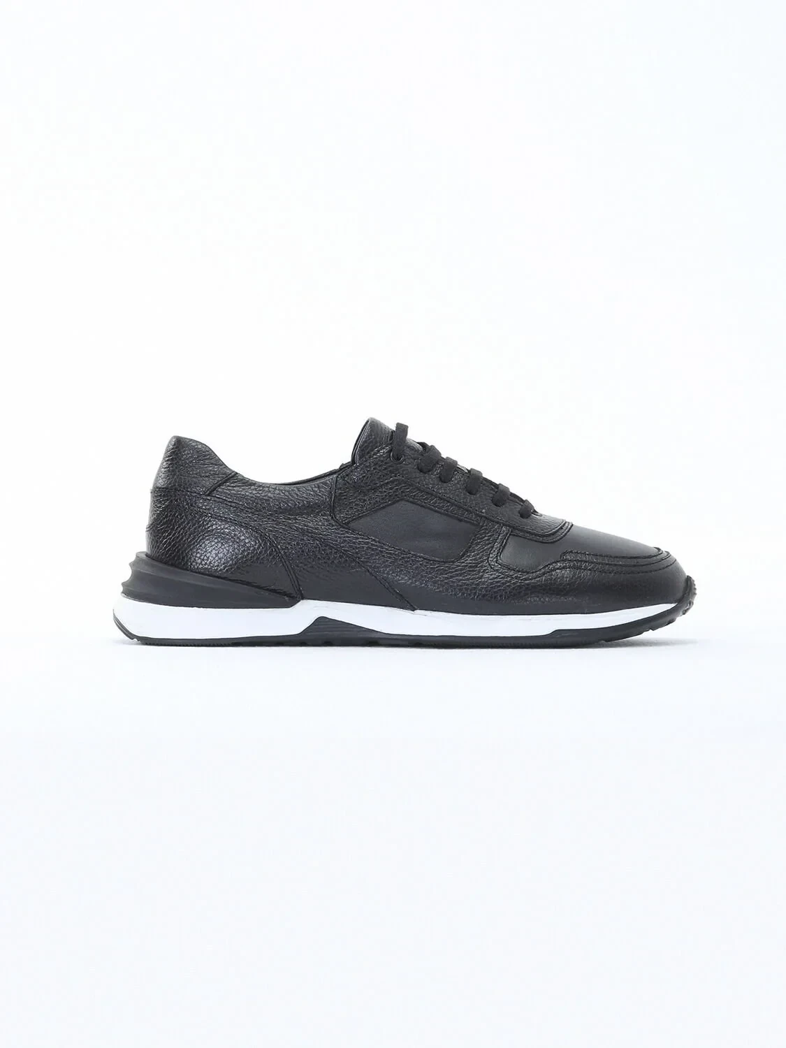 Black Leather Sport Sneaker - 1