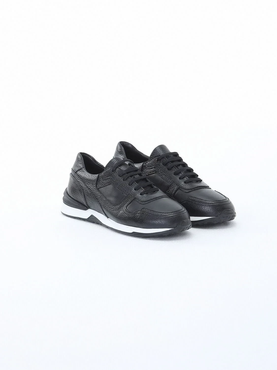 Black Leather Sport Sneaker - 2