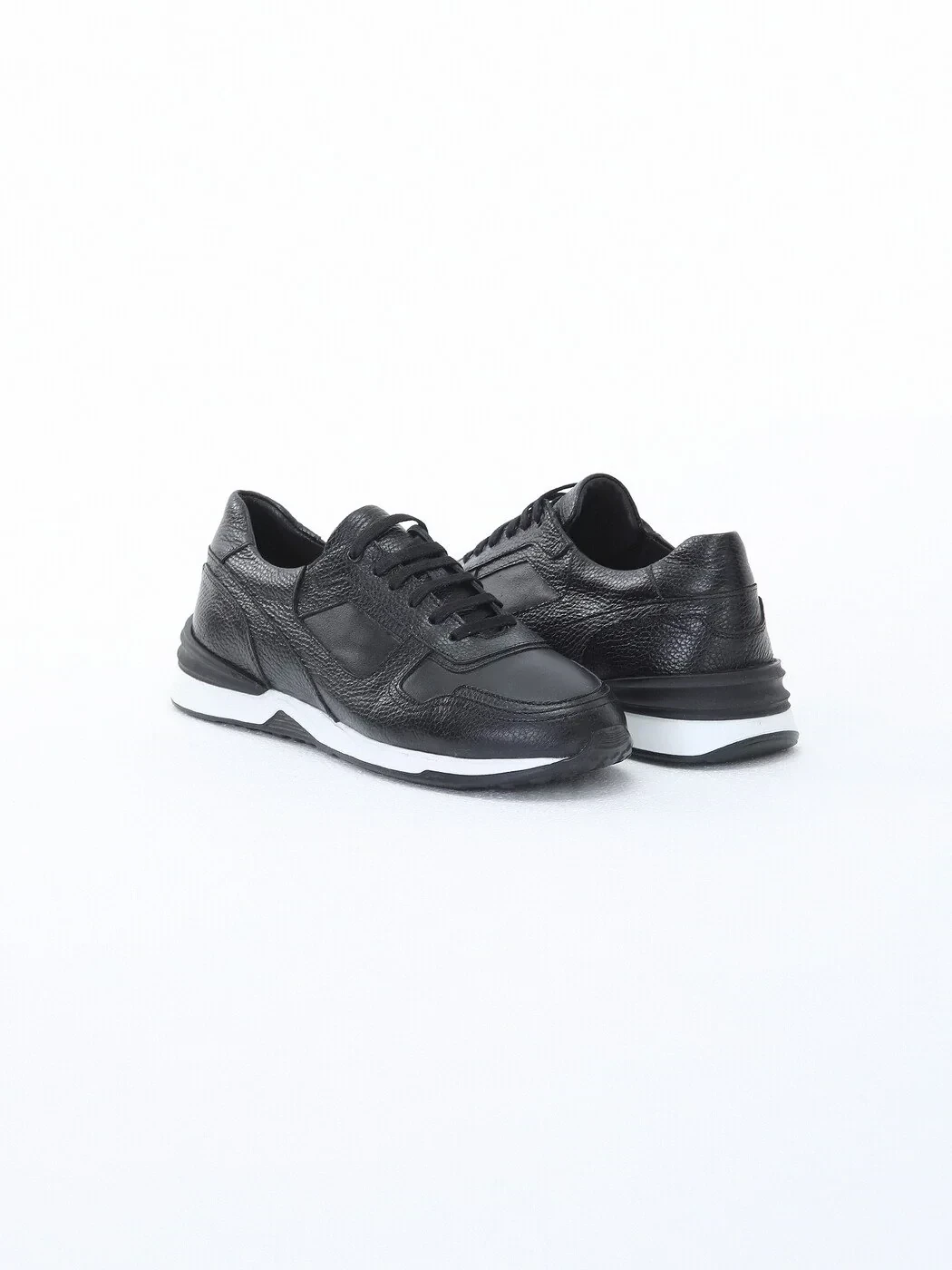 Black Leather Sport Sneaker - 3