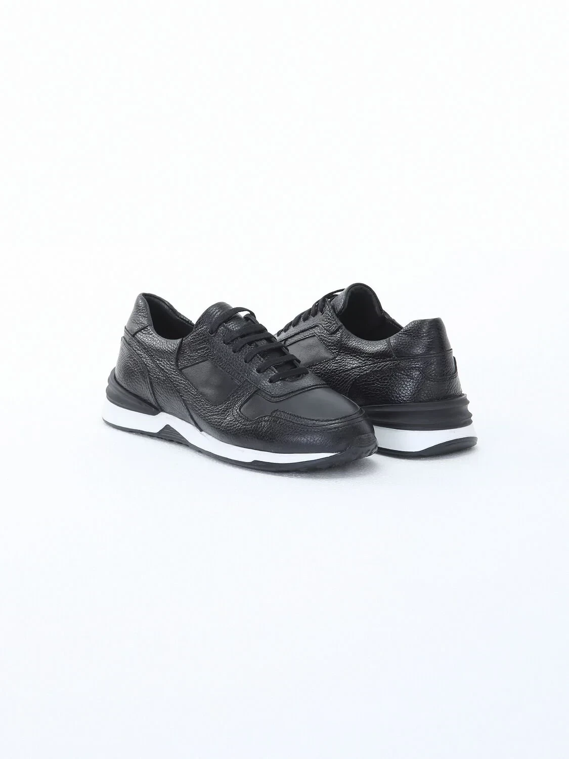 Black Leather Sport Sneaker - 3