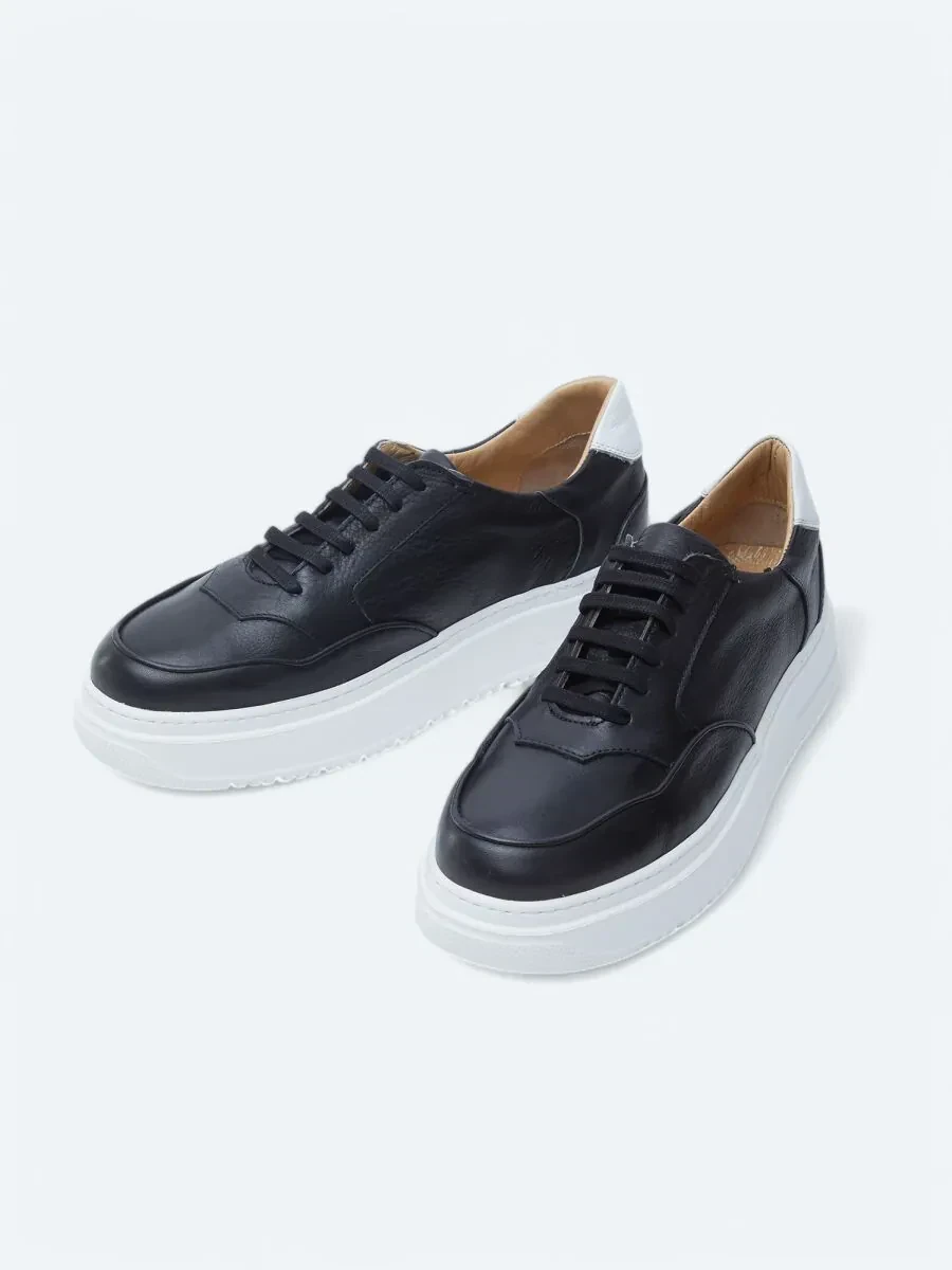 Black Leather Sport Sneaker - 2