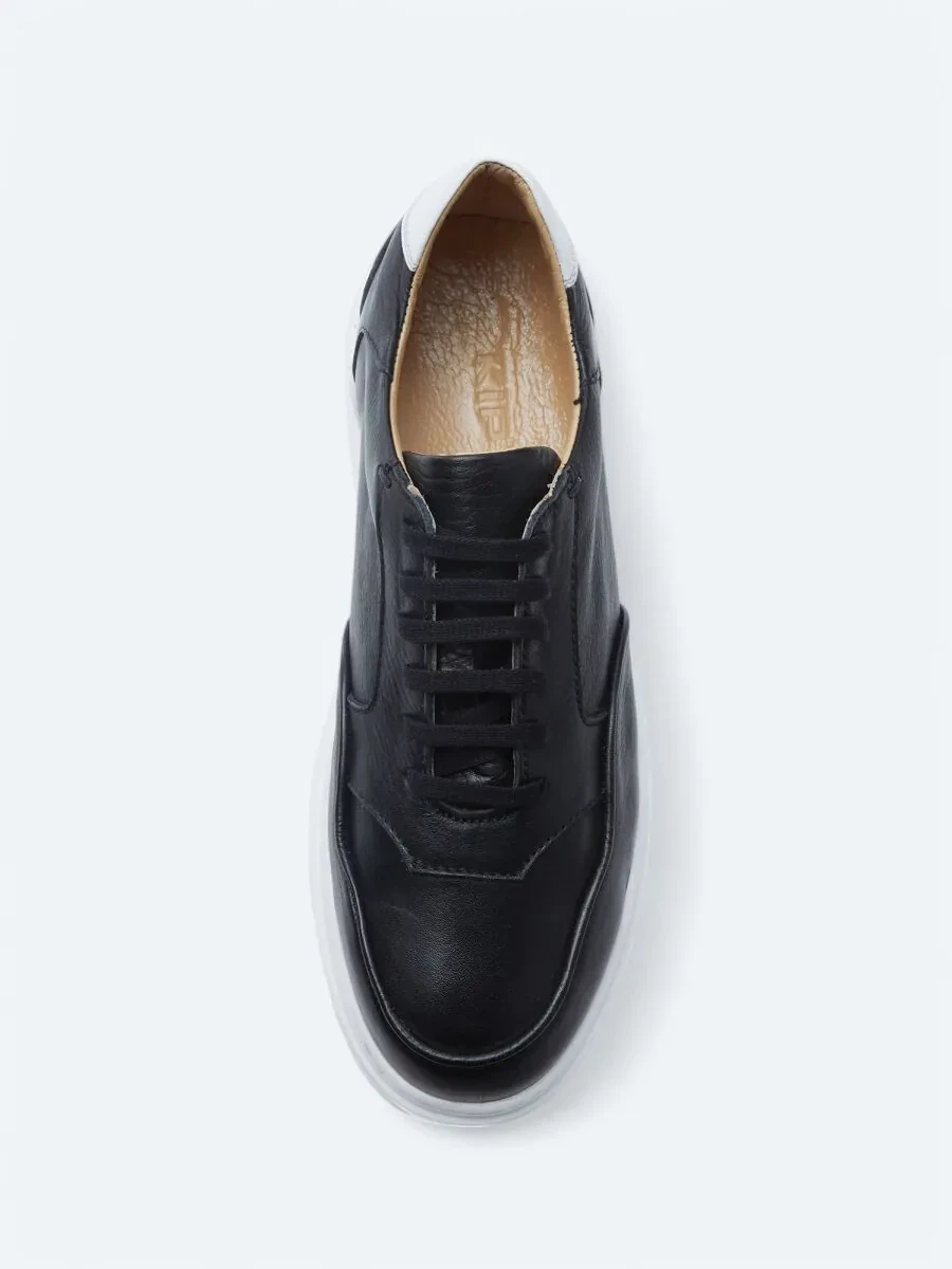 Black Leather Sport Sneaker - 3