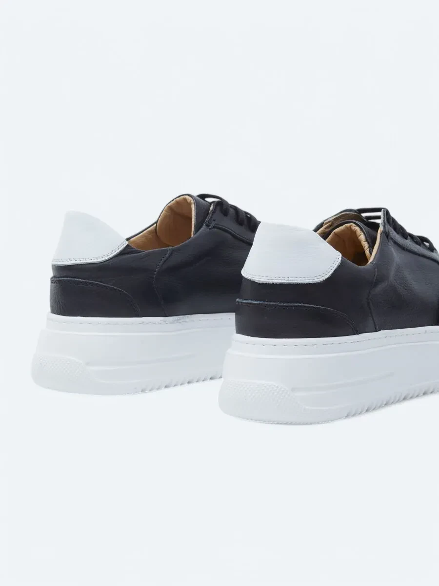 Black Leather Sport Sneaker - 5
