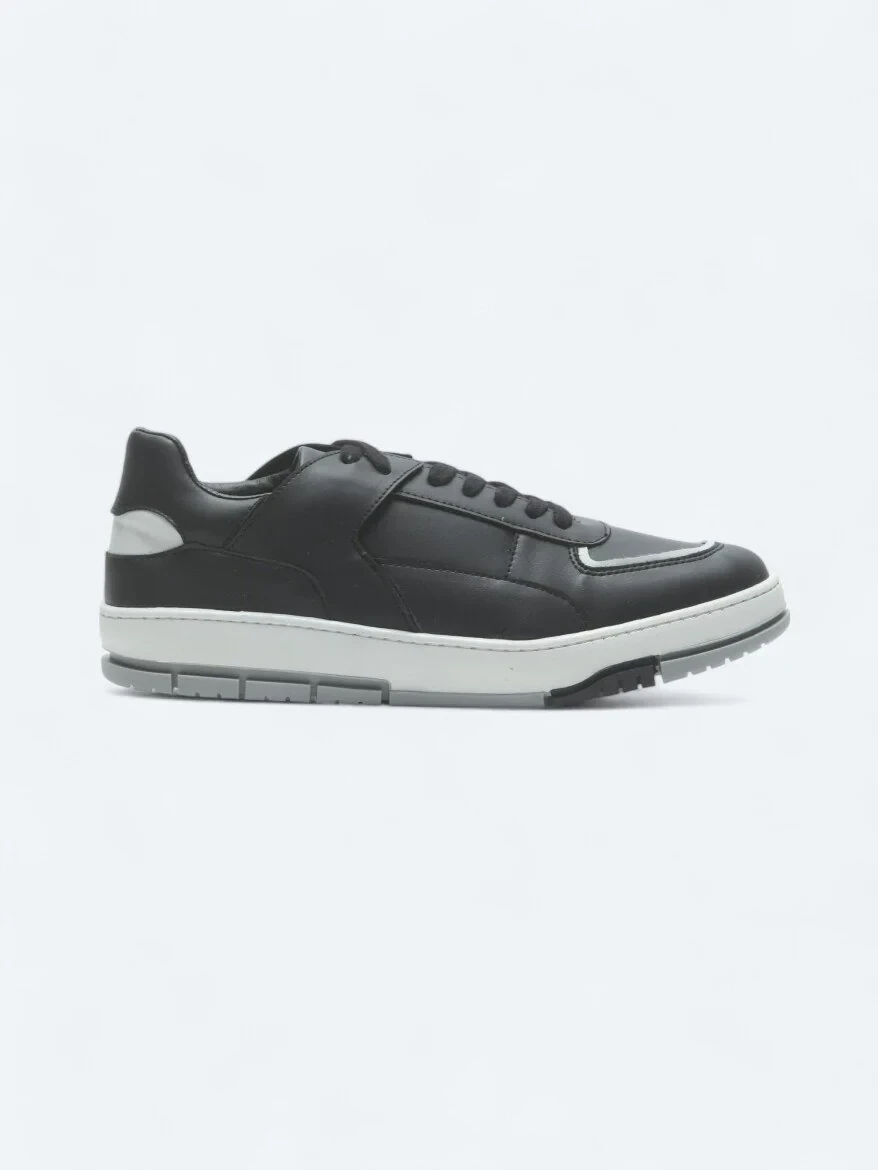 Black Leather Sport Sneaker - 1