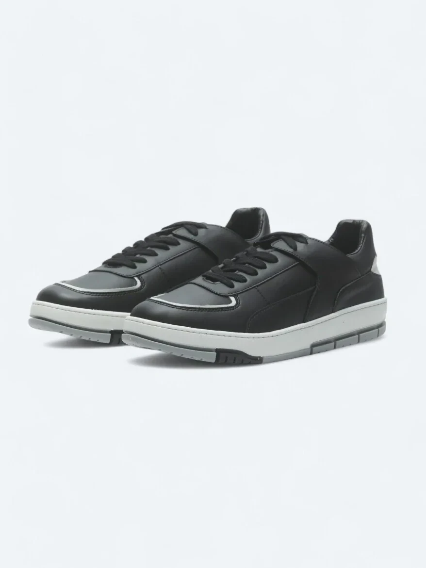 Black Leather Sport Sneaker - 2