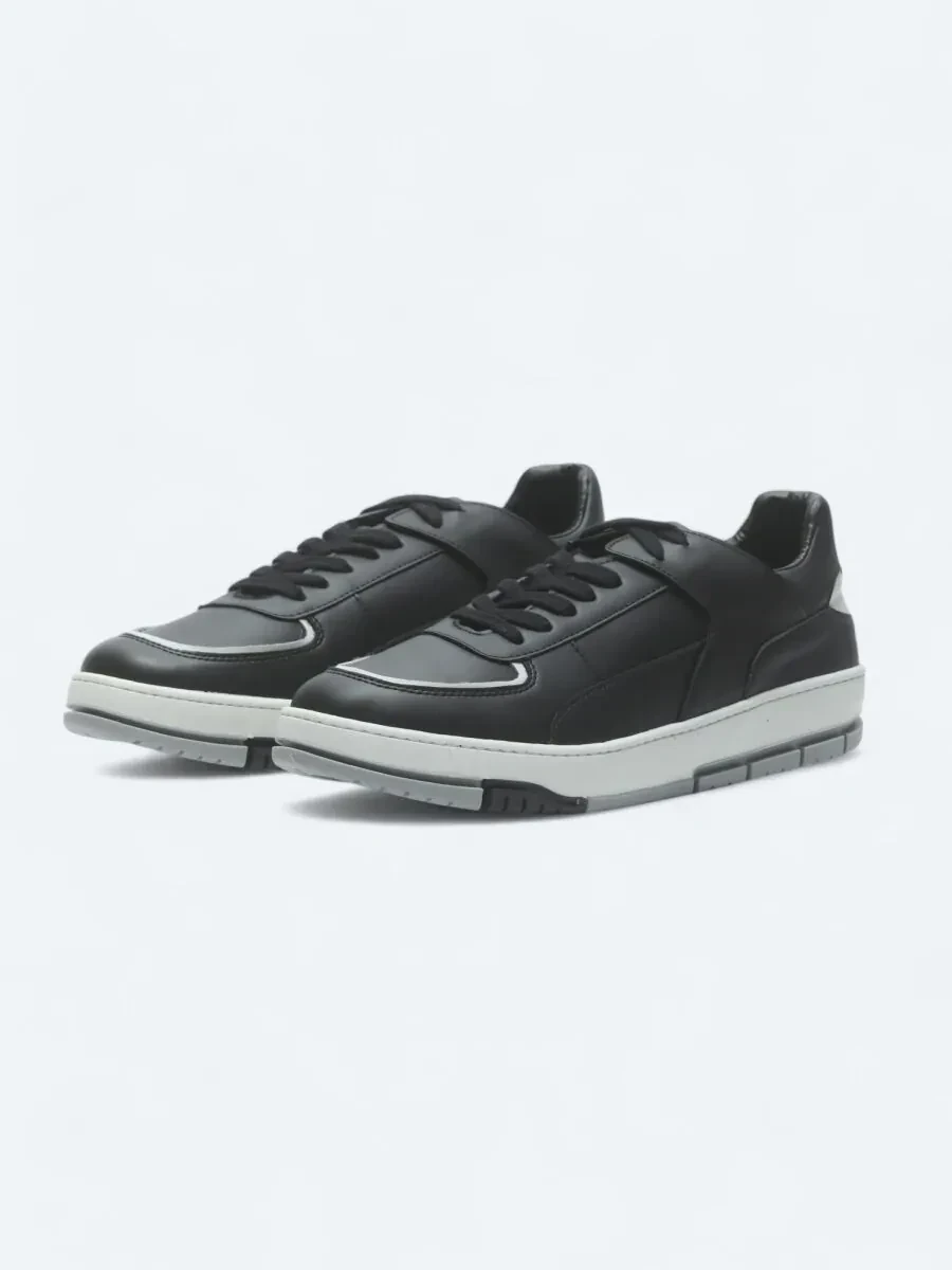 Black Leather Sport Sneaker - 2