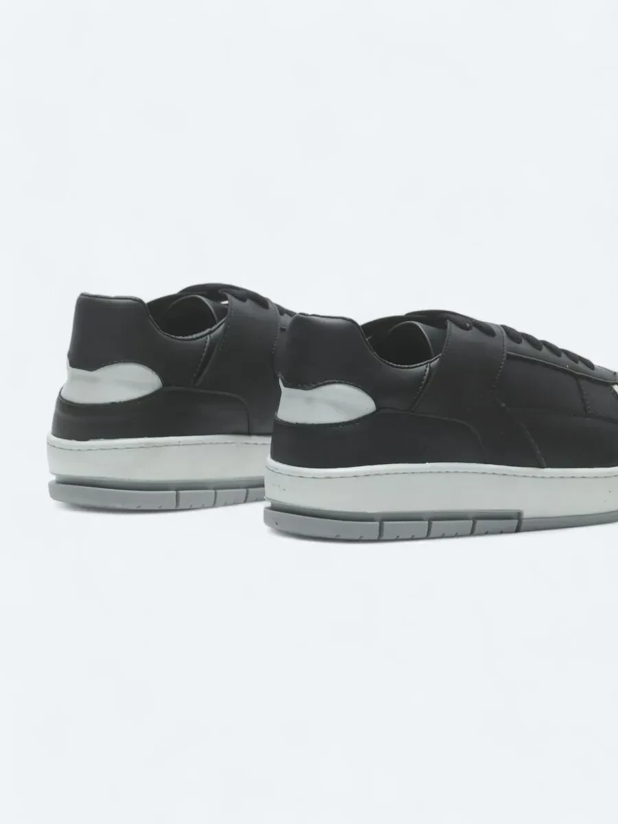 Black Leather Sport Sneaker - 5