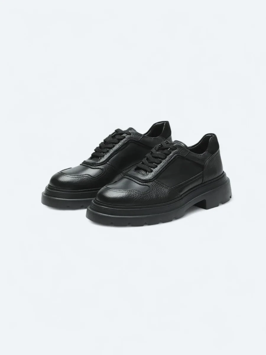 Black Leather Sport Sneaker - 2