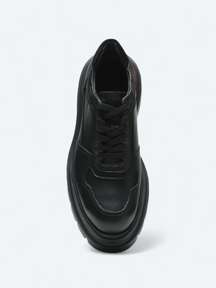 Black Leather Sport Sneaker - 3
