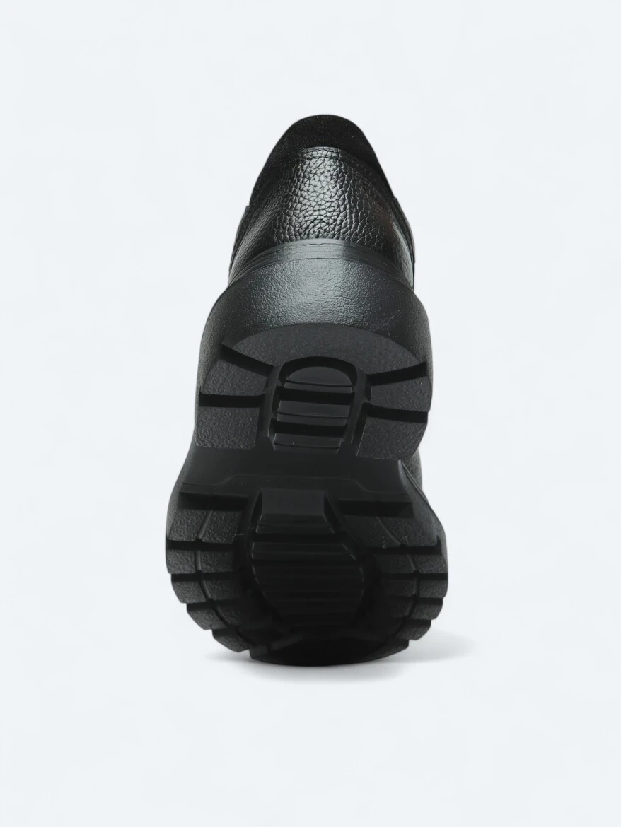 Black Leather Sport Sneaker - 4