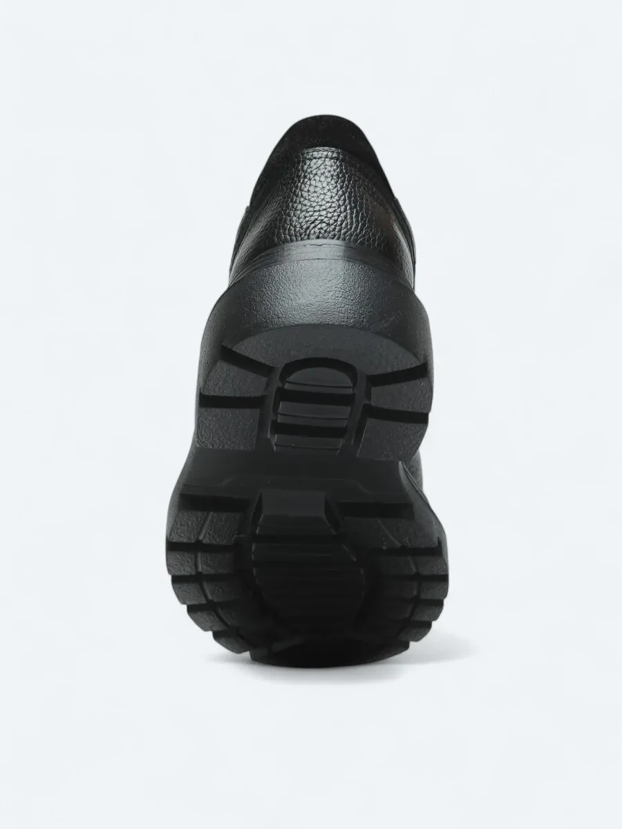 Black Leather Sport Sneaker - 4