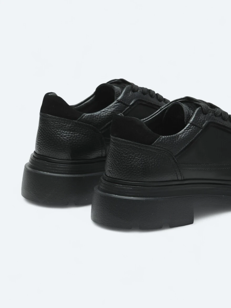 Black Leather Sport Sneaker - 5