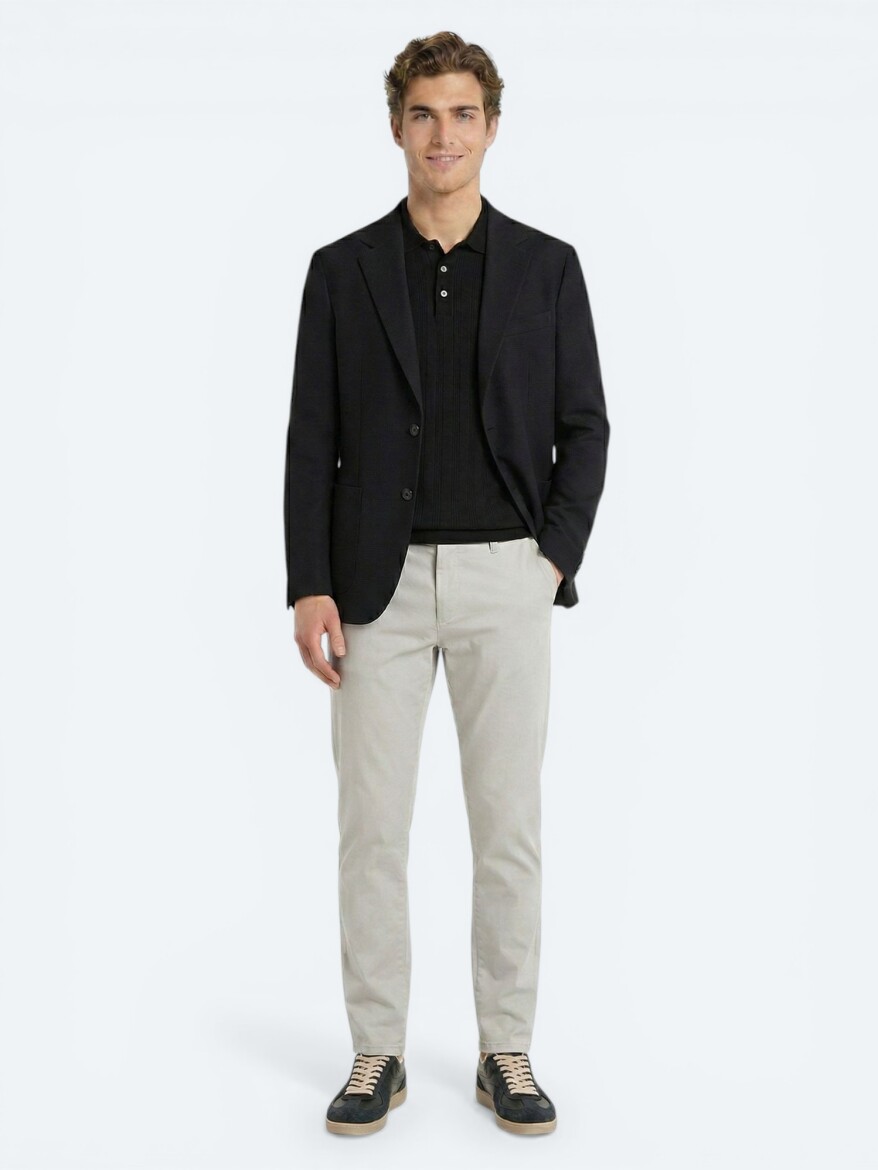 Black Micro Modern Fit 100% Wool Jacket - KİP