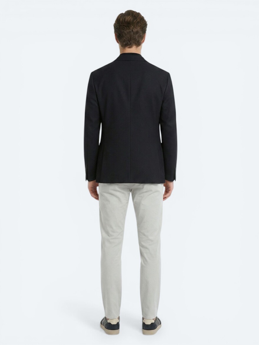 Black Micro Modern Fit 100% Wool Jacket - 3