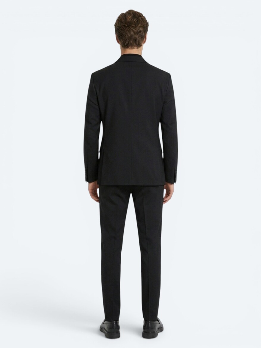 Black Micro Modern Fit 100% Wool Suit - 5
