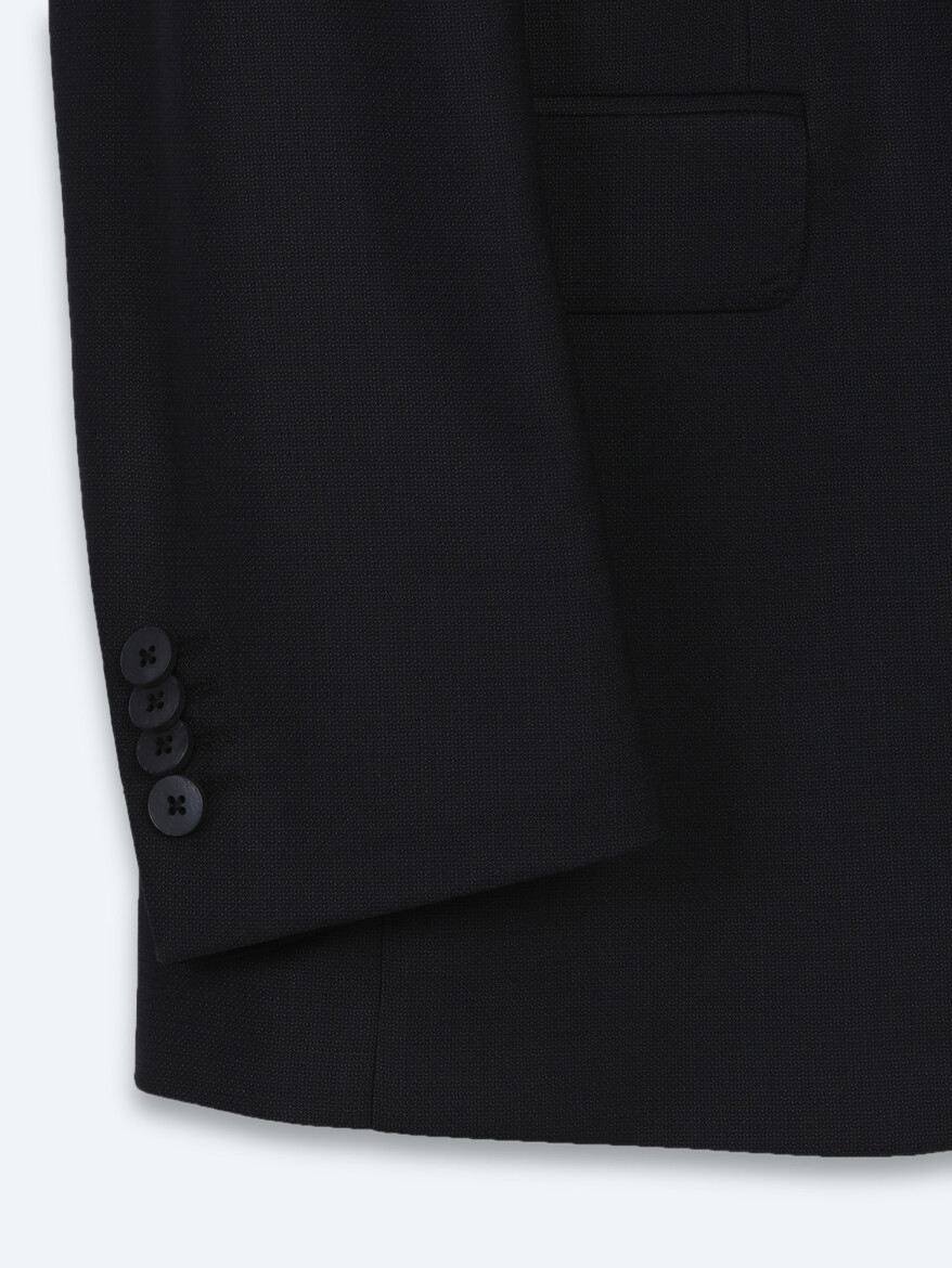 Black Micro Modern Fit 100% Wool Suit - 9