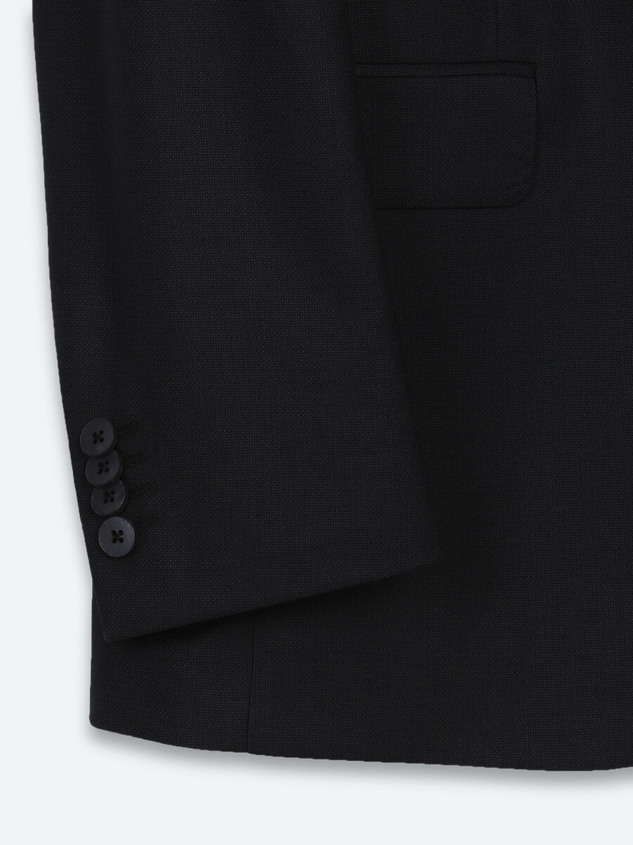 Black Micro Modern Fit 100% Wool Suit - 9