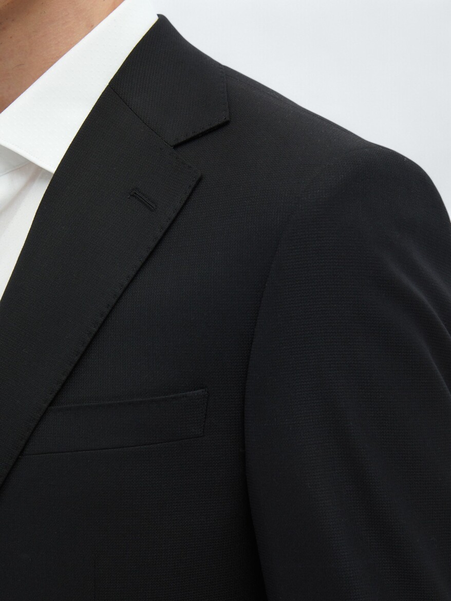 Black Micro Modern Fit Recycled Wool Blended Suit - 4