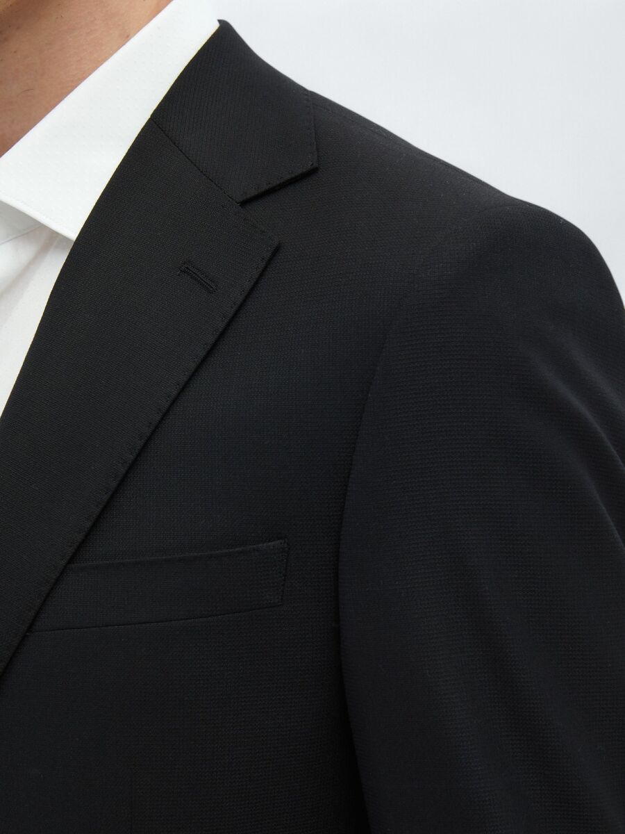 Black Micro Modern Fit Recycled Wool Blended Suit - 4