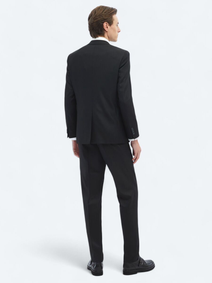 Black Micro Modern Fit Recycled Wool Blended Suit - 5