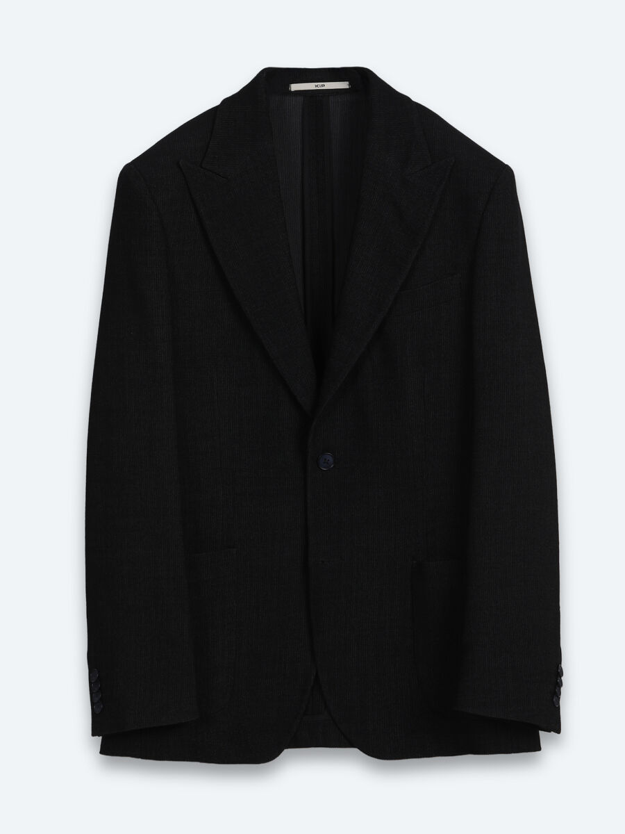 Black Micro Modern Fit Wool Blended Jacket - 6