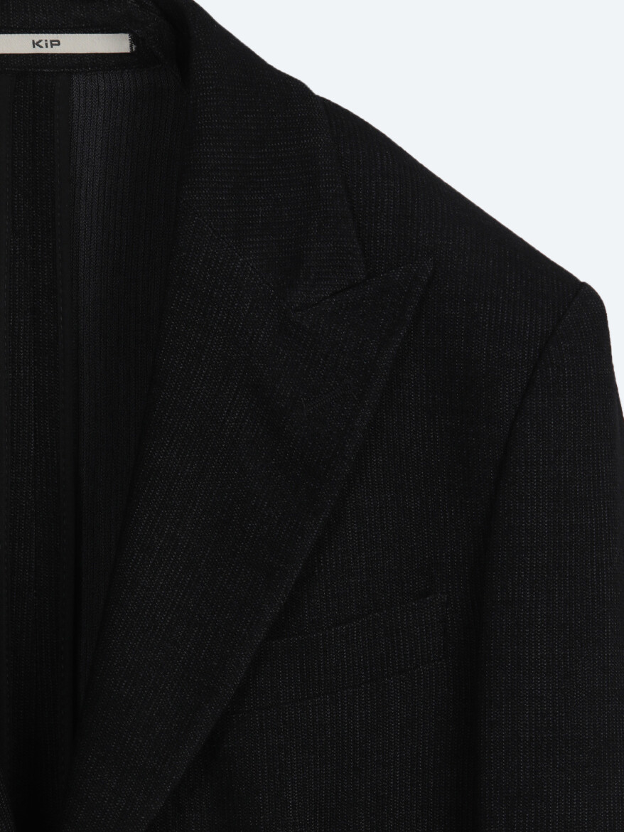 Black Micro Modern Fit Wool Blended Jacket - 7