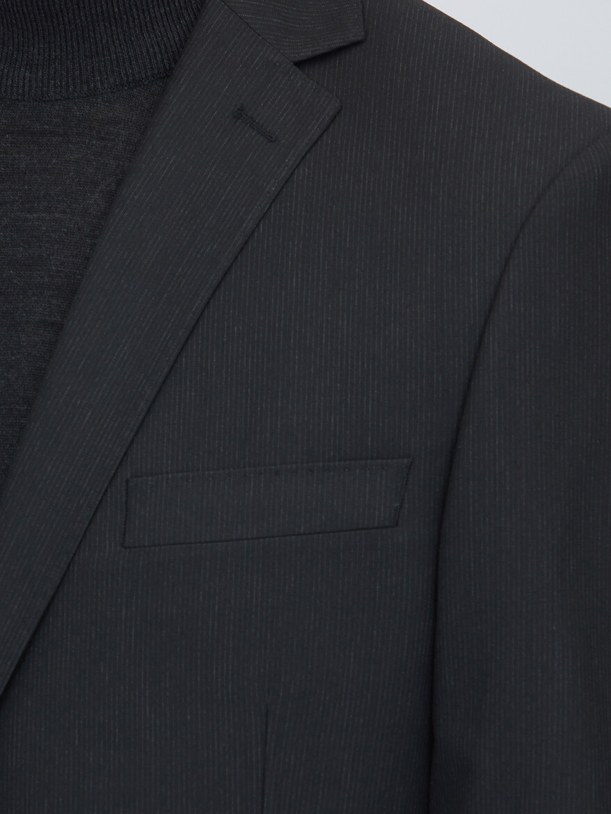 Black Micro Regular Fit Suit - 4