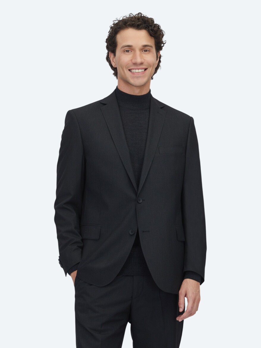 Black Micro Regular Fit Suit - 1