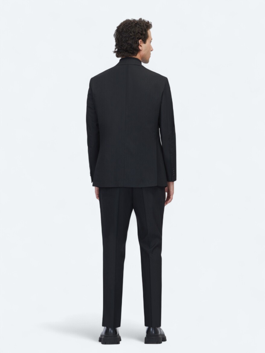 Black Micro Regular Fit Suit - 5