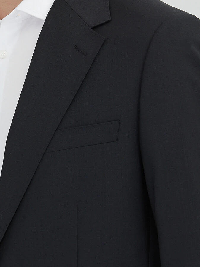 Black Micro Wool Blended Suit - 4