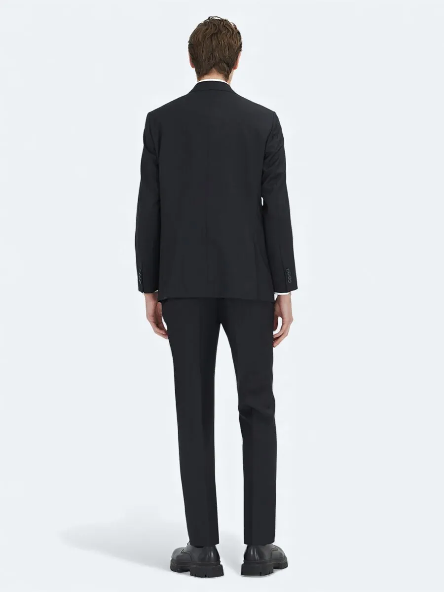 Black Micro Wool Blended Suit - 5