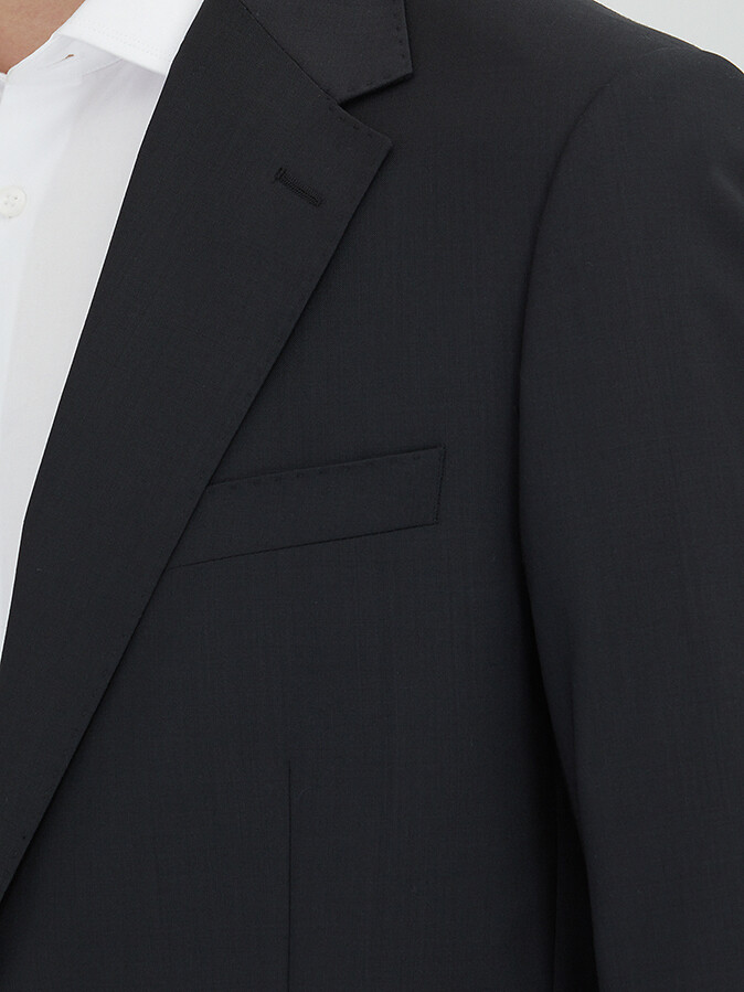 Black Micro Wool Blended Suit - 4