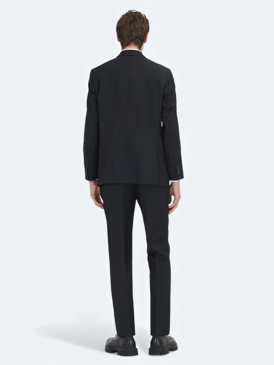 Black Micro Wool Blended Suit - 5